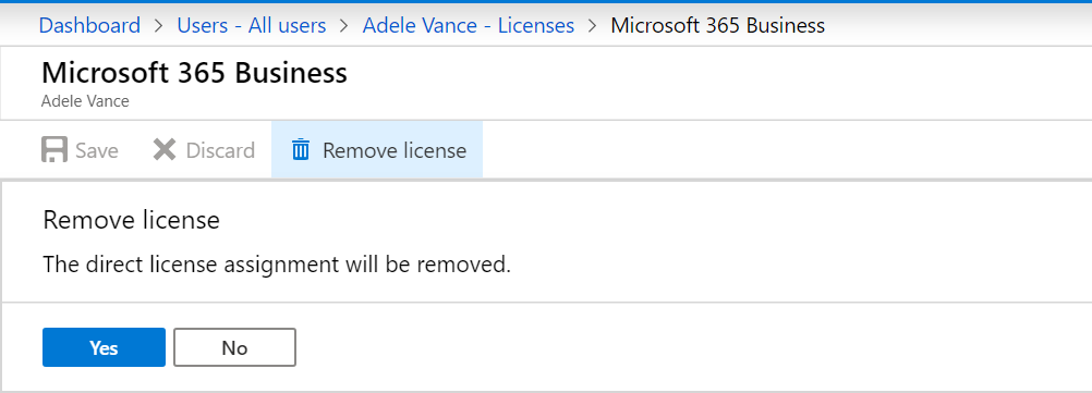 Removing a direct license