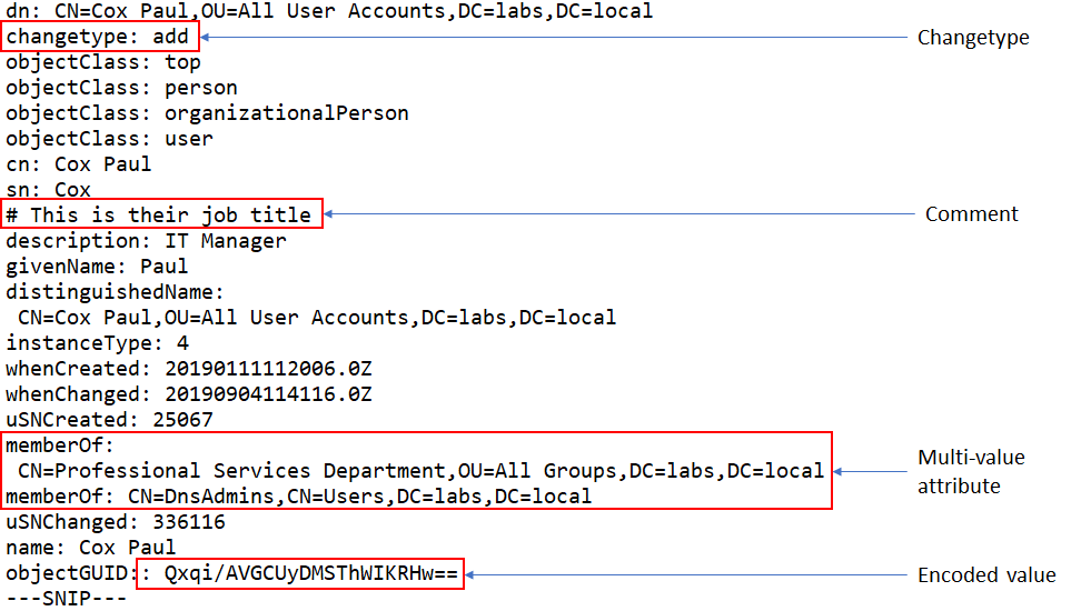 LDIF file example