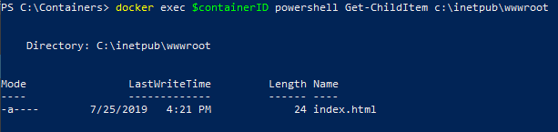 Running PowerShell commands in a Docker container