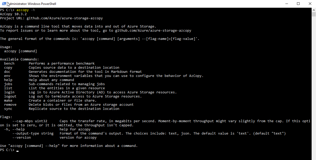 azcopy command line options - azcopy copy command