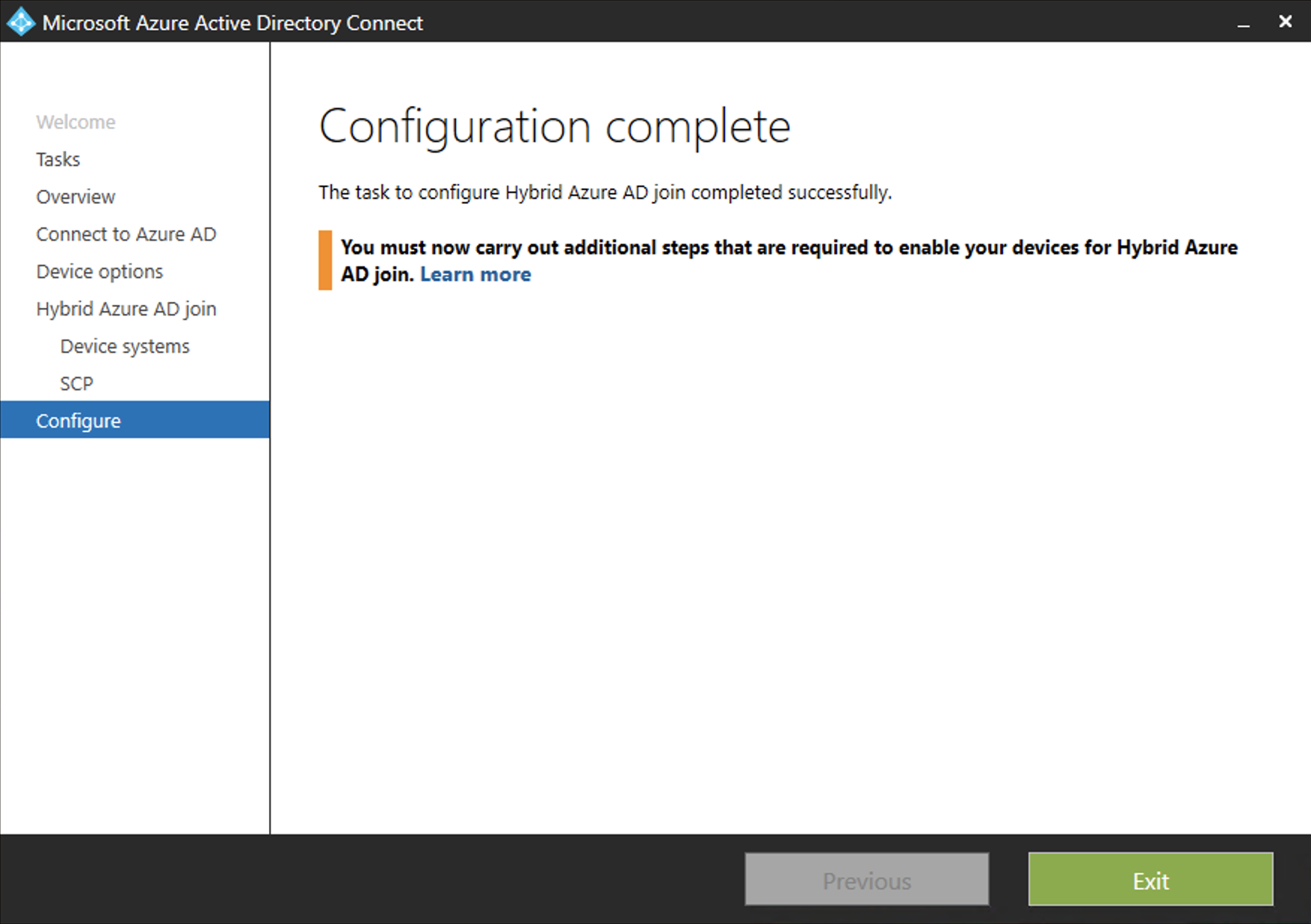 Configuration complete indicator