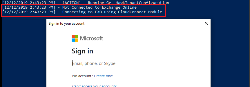 Log into Exchange Online