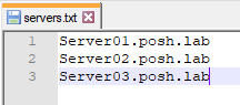Lista de nomes de servidor num ficheiro de texto