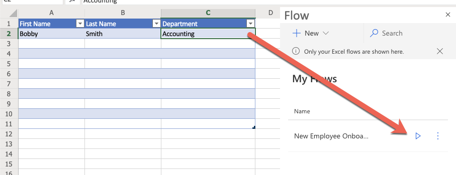 Playing the New Employee Onboarding flow