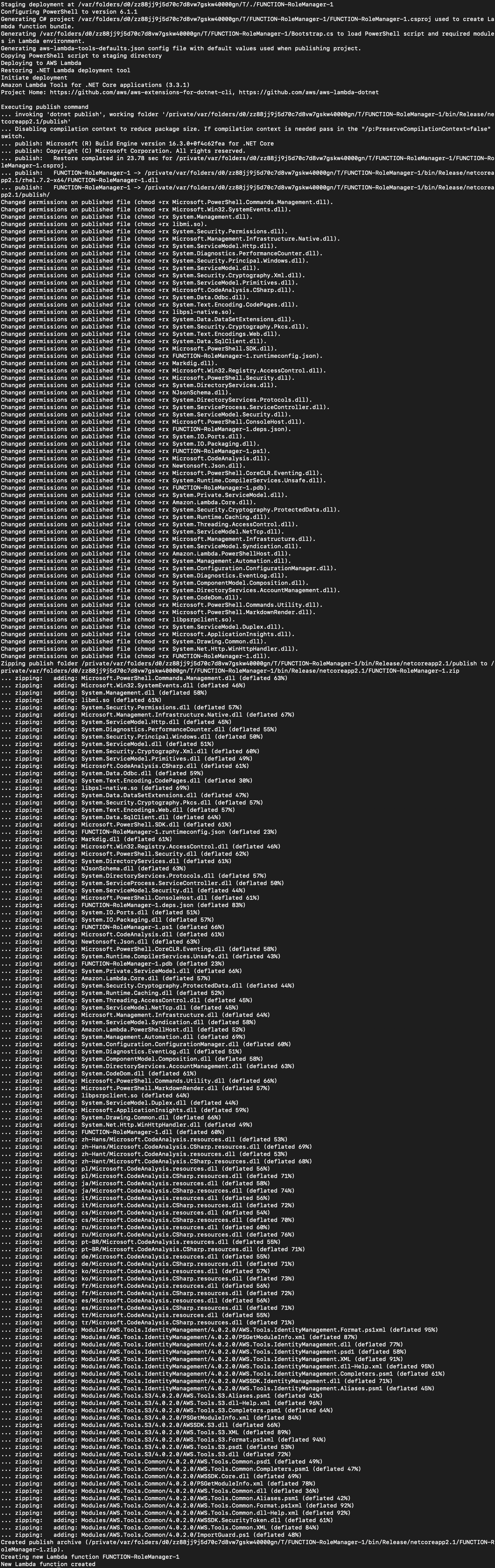 AWS Lambda function published