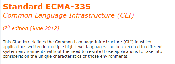 ECMA publication on the CLI standard