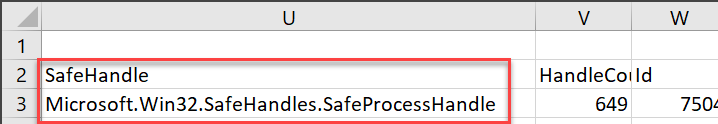 CSV output of the notepad process object