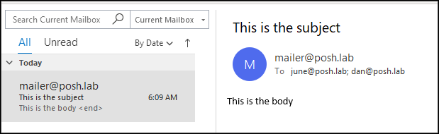 Sample email message