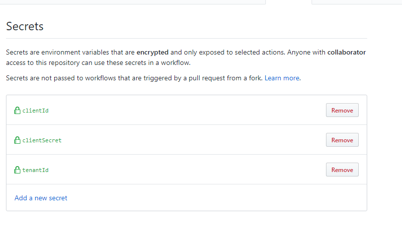 GitHub secrets