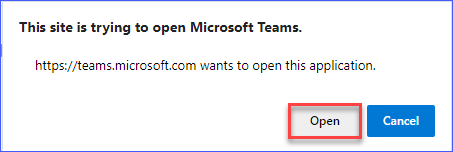 MS Teams website wants to launch the Teams app