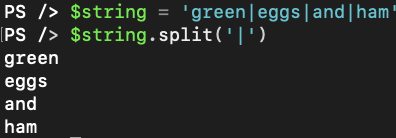 Splitting a string using the split method