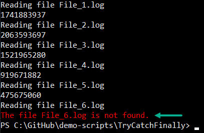 Script terminated with a specific error message