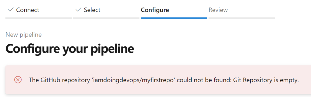 Error when GitHub repo is empty