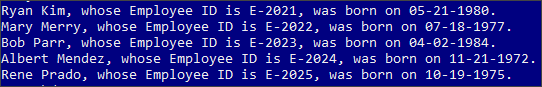 Imported CSV records displayed in the console