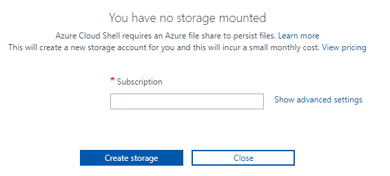 Creating an Azure Cloud Shell storage account