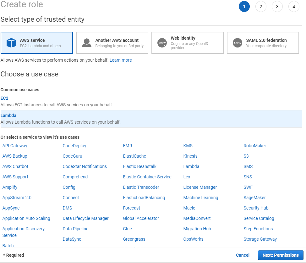 click on the Next: Permissions button