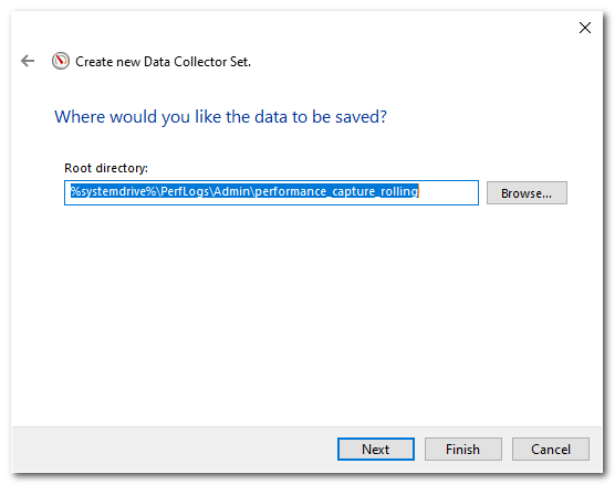 Saving the data collector set