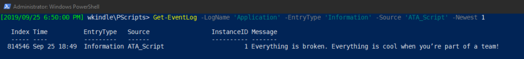 Querying an event log with PowerShell