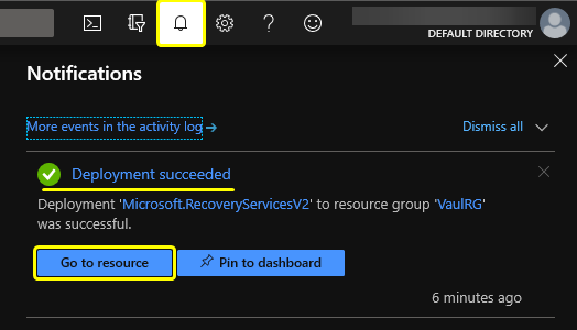 Progress status showing the deployment is successful