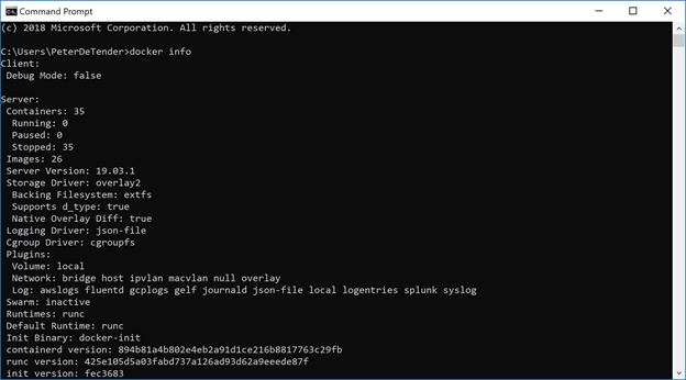 Inspecting information about the local Docker installation