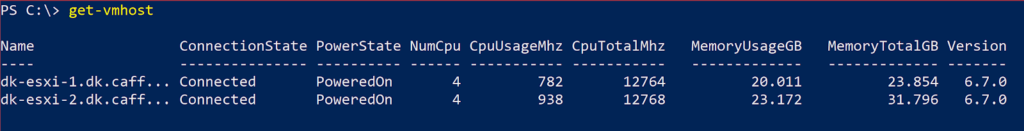 Get-VMHost/Format-List