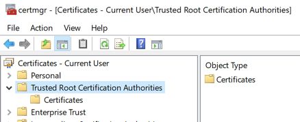 Trusted Root Certification Authorities store
