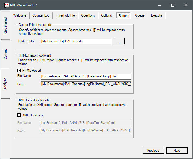 PAL Tool Reports tab