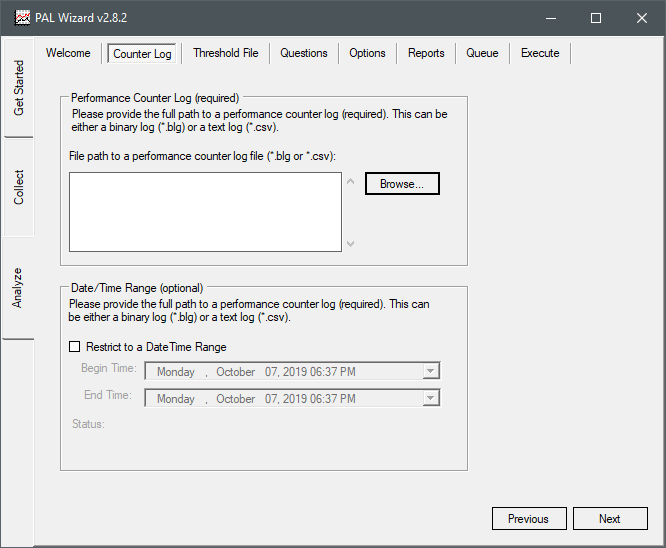 PAL Tool Counter Log tab