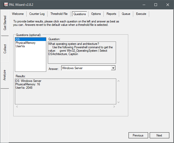 PAL Tool Questions tab