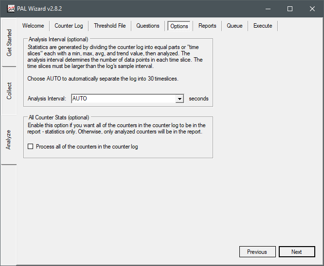 PAL Tool Options tab
