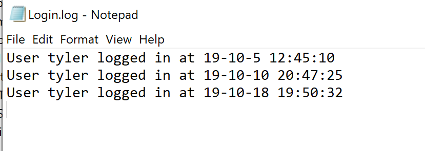 Example login.log text file