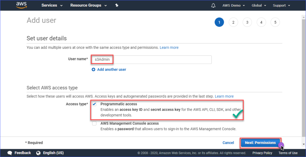 Set IAM user details