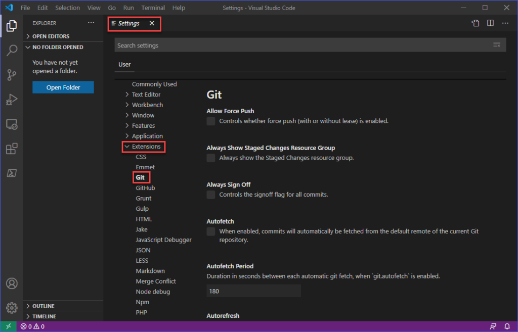 using git with visual studio