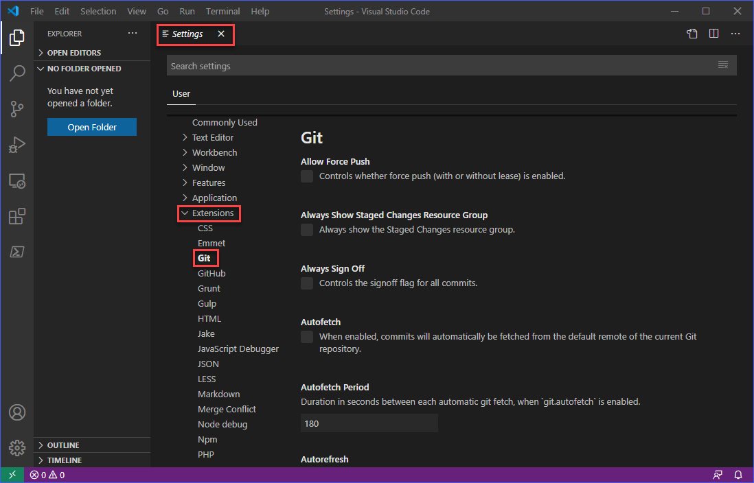 visual studio git integration