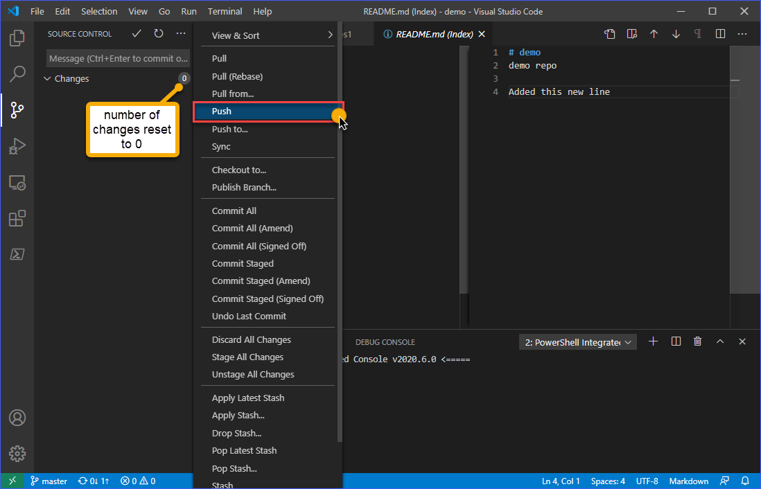 add remote link to visual studio code github