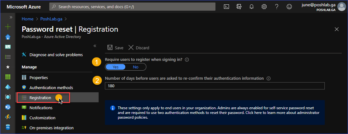 SSPR Registration Configuration