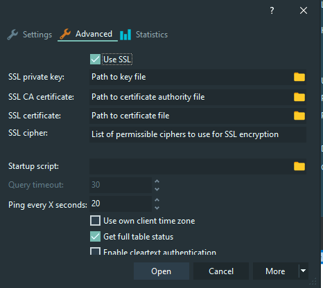 Checking, Use SSL, on the HeidiSQL connection details