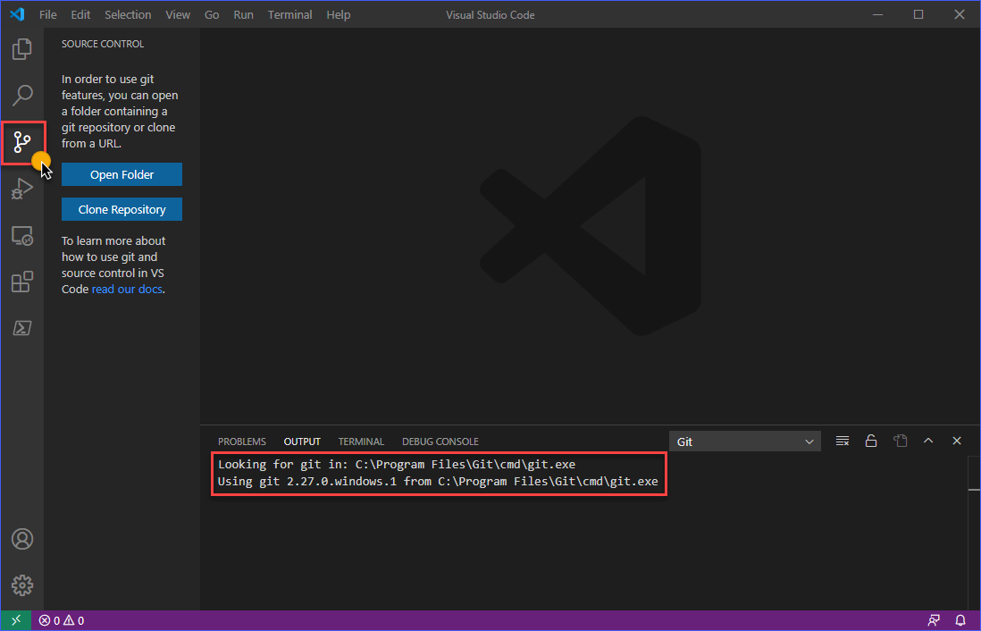 visual studio code git setup