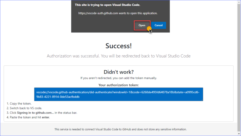 visual studio code github rejected