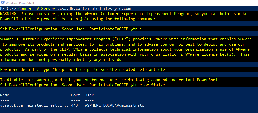 Connecting to vCenter with VMware PowerCLI on Windows