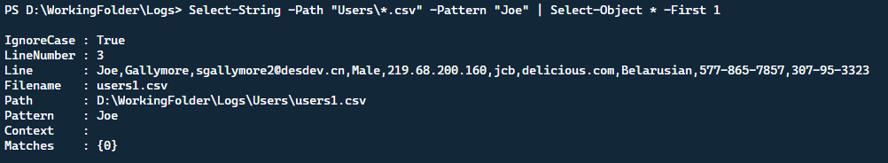 Powershell Grep : Showing the returned properties from a Select-String match.