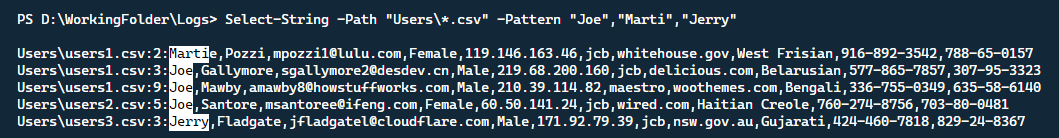 Returning multiple matches from a Select-String search.