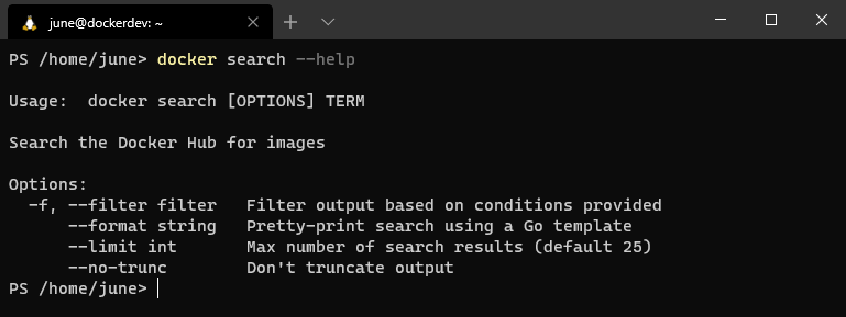 Docker Commands: docker COMMAND --help