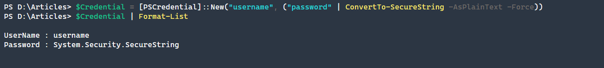 UserName and Password property on PSCredential