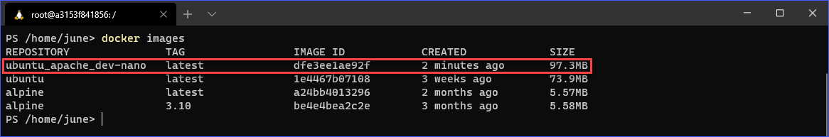 A new docker image has been created after running docker commit