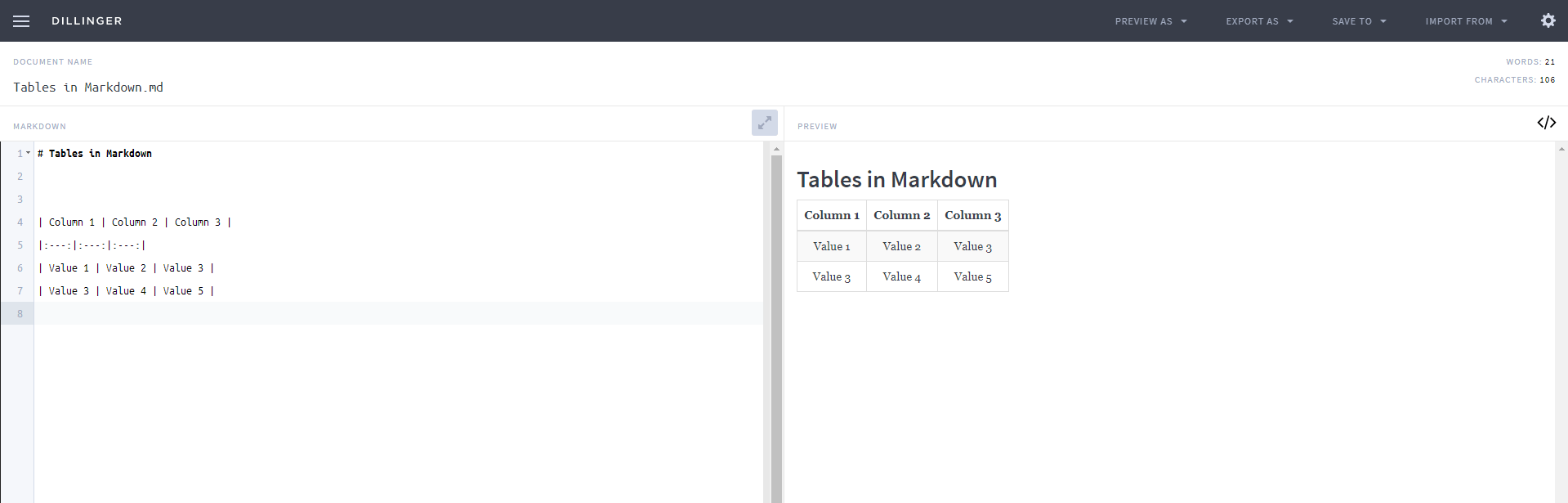 Demonstration of adding and removing table data