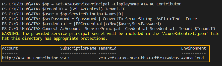 Connect to Azure using a Service Principal with Password Credential