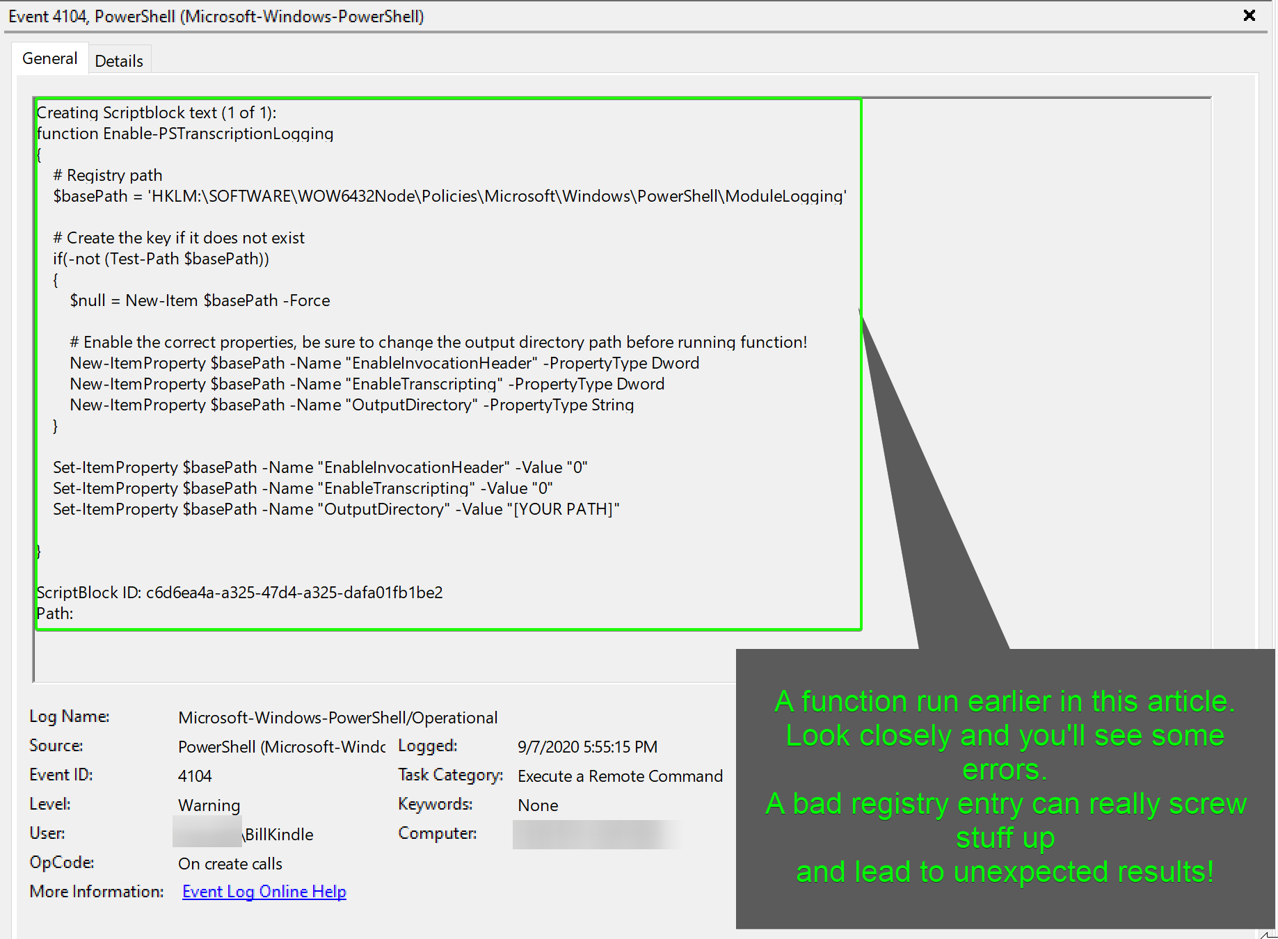 The value of ScriptBlock logging demonstrated.