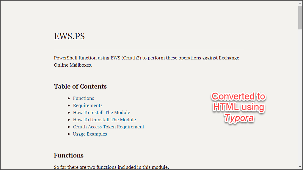 HTML output format using Typora