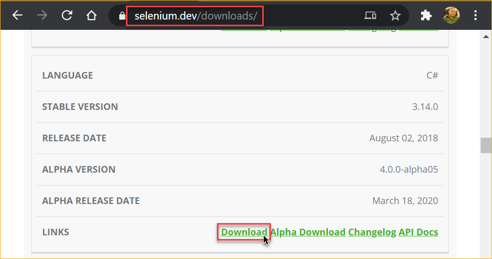 Download the Selenium Web Driver for C#